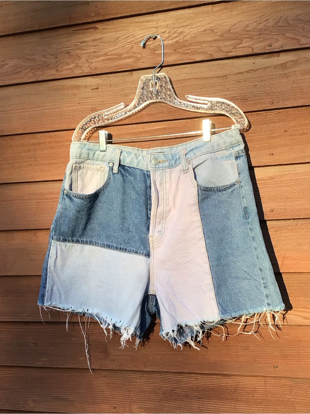 wild fable 100% Cotton Patchwork Denim Shorts Size 12